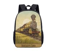 Sac à dos vintage train à vapeur 43,2 cm, sac d'école rétro avec motif de wagons de chemin de fer coucher de soleil pour enfants et étudiants, 02, L, Minimaliste