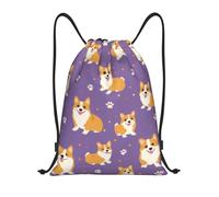 Sac à dos violet à cordon de serrage avec motif Corgi, léger et doté de bretelles réglables, idéal pour le sport, la gym, le fitness, le yoga, les voyages, le football et le volley-ball. Petit forma