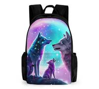 Sac à dos violet et bleu Galaxy Cool Wolf, sac à bandoulière polyvalent en polyester antivol, grande capacité, sac à dos de randonnée en plein air avec bretelles rembourrées
