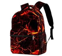 Sac à dos volcanique à texture magma avec surface de lave - Style décontracté - Sac à dos de sport, de voyage, d'école avec plusieurs poches pour homme et femme, multicolore, 29.4x20x40cm/11.5x8x16 in