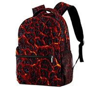 Sac à dos volcanique à texture magma avec surface de lave - Style décontracté - Sac à dos de sport, de voyage, d'école avec plusieurs poches pour homme et femme, multicolore, 29.4x20x40cm/11.5x8x16 in