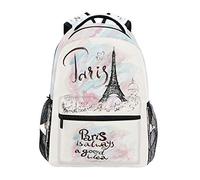 Sac À Dos Wamika Eiffel Tower Romantic France Paris Marble Pink Sac A Dos Scolaire Classique Rucksack Unisexe Cartables pour Voyage Randonnée Étudiant 29X40CM