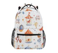 Sac À Dos Watercolor Circus Theme Sac D'École Loisirsdaypack Ordinateur Portable Bookbag pour Voyage Scolaire Camping