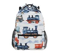 Sac À Dos Watercolor Steam Train Cartable Scolaire Classique Cartables Loisir Rucksack pour École Étudiant Randonnée 29X40CM