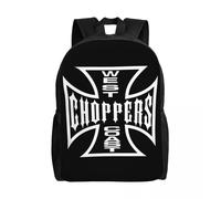 Sac à dos West Coast Iron Cross Choppers pour hommes et femmes, sac d'école imperméable imprimé Noir