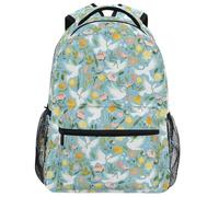 Sac À Dos White Doves Peace Flowers Sac A Dos Scolaire Classique Rucksack Durable Cartables pour Étudiant École Randonnée 29X40CM