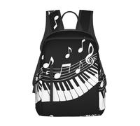 Sac À Dos White Piano Keys with Musical Notes Black Daypack Ordinateur Portable Bookbag Homme Et Femme Backpack pour Étudiant Cadeau Rentrée Voyage