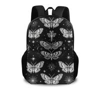 Sac À Dos Wogothic Moth Skull Sun Moon Black and White Cartable Ordinateur Portable Bookbag Léger Backpack pour Étudiant Randonnée Camping