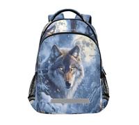 Sac à dos Wolf Moon Snow pour enfants, sac d'école, sac à dos d'étudiant, sac à livres pour garçons et filles, sac décontracté, Wolf Moon Snow, Taille unique