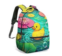 Sac à dos Zen-Kawaii Motif Canards et Lotus - Design Dopamine Pop pour Citadins Créatifs - Esthétique Mignonne & Confort Urbain