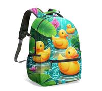 Sac à dos Zen-Kawaii Motif Canards et Lotus - Design Dopamine Pop pour Citadins Créatifs - Esthétique Mignonne & Confort Urbain