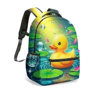 Sac à dos Zen-Kawaii Motif Canards et Lotus - Design Dopamine Pop pour Citadins Créatifs - Esthétique Mignonne & Confort Urbain
