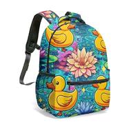 Sac à dos Zen-Kawaii Motif Canards et Lotus - Design Dopamine Pop pour Citadins Créatifs - Esthétique Mignonne & Confort Urbain