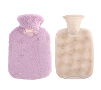 Sac à eau chaude, bouillotte avec housse souple, sac classique for garder au chaud en hiver/rose(Purple)