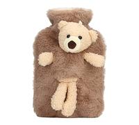 Sac à Eau Chaude Mignon Ours, 1000 Ml Capacité Largeur Bouche Bouche Bouteille D'eau Chaude avec Couverture en Fausse Fourrure Douce et Douce pour le Bureau des Maisons (Brun)