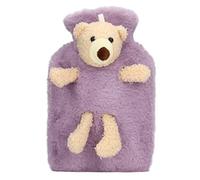 Sac à Eau Chaude Mignon Ours, 1000 Ml Capacité Largeur Bouche Bouche Bouteille D'eau Chaude avec Couverture en Fausse Fourrure Douce et Douce pour le Bureau des Maisons (Violet)