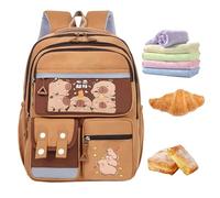Sac à école de dessins animés, sac à dos de dessins animés,Sac à dos pour mignon animal capybara - Organispteur de papeterie de grande capacité étanche pour le camp d'été, excursion d'une journée