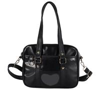 Sac à école japonais, sac japonais en cuir PU à capacité, 11x3, 5 x 8 bac main école fermeture éclair portable avec poignée et sangle réglable pour les filles épaule pour