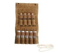 Sac à épices portable avec 9 pots à épices, kit d'organisation d'épices de camping, sac de rangement d'assaisonnement en toile pliable avec bouteilles en verre, récipient à épices (Kaki)