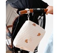 Sac À Fermeture Éclair En Coton Matelassé Pour Maman Et Bébé, Nouvelle Collection, Joli Ours Brodé, Imprimé Olive, Couleur Crémeuse