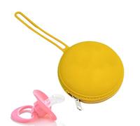 Sac à fermeture éclair en silicone, étui porte-tétine en silicone, sac de rangement rond portable en silicone pour les voyages - Petit sac de rangement en silicone avec fermeture éclair et corde pour