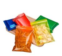 Sac À Fermeture Plate Sachets plats transparents à fermeture éclair, 100 pièces, sachets de rangement en plastique for aliments et poudres, petits(Orange,7x10cm)