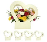 Sac à Fleurs,Lot de 5 Supports Imperméables et Pliables - Porte-Bouquet en Forme de Cœur - Pour Arrangement Décoration Femmes Filles Petite Amie Maman Saint-Valentin Fête D'Anniversaire
