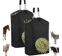 Sac à Foin Chevaux & Chèvres - Filet Alimentation Lente Oxford 600D Solide, Crochets Métal - Mangeoire Suspendue Réglable Grande Capacité pour Moutons, Alpagas, Remorque, Écurie(2pièce)