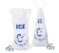 Sac à glace transparent pour porte-cube avec construction en polyéthylène robuste, grande capacité et cordon de serrage facile à transporter pour garder la glace fraîche et sécurisée (C)
