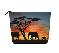 Sac à goûter réutilisable avec motif éléphant africain, grande capacité, trousse de toilette de voyage, trousse de maquillage avec fermeture éclair