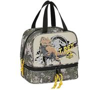 Safta JURASSIC World WARNING - Sac à goûter, qualité et résistance maximale, pour repas, goûter et petit déjeuner, 20 x 15 x 20 cm, couleur grise, gris, Estándar, Décontracté
