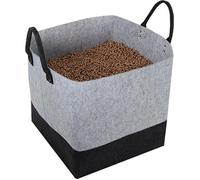 Sac à granulés en feutrine - EDA - Jura Montania - 60 L - Capacité 45 kg - 40 x 40 x H. 40 cm - Gris Béton / Gris Anthracite
