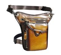 Sac à Jambe de Moto, Sac Banane en Cuir épais for Homme, Design décontracté, Classique, Couleur café(Color8)