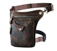 Sac à Jambe de Moto, Sac Banane en Cuir épais for Homme, Design décontracté, Classique, Couleur café(Color5)