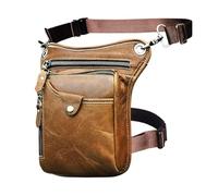 Sac à Jambe de Moto, Sac Banane en Cuir épais for Homme, Design décontracté, Classique, Couleur café(Color6)