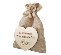 Sac à jetons « You Are My Friend 10 Reasons » - Sac à jetons en forme de cœur | Copeaux de bois décoratifs portables | Cadeau d'anniversaire pour filles, garçons et amis | Coffret cadeau d'amitié