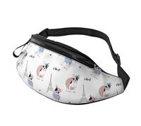 Sac À La Taille Bouledogue Français Paris Tour Eiffel Léger Sac Porté Épaule Loisir Sacoche Homme Bandouliere Pour D'Entraînement Camping Balade 14X35Cm