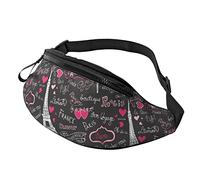 Sac À La Taille Mots d'amour Marron Paris Eiffel, Sacoche De Sport Portable Sac Poitrine Grande Capacité Fanny Pack pour Homme Cyclisme Balade