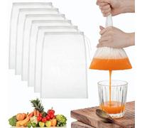 Sac à Lait Végétal, 6 Pièces Mousseline Etamine Alimentaire Bio Reutilisable Avec Cordon de Serrage, Filtre en Nylon pour le Lait de Noix, Fromage, Café, Le Vin, Jus de Fruits et Légumes