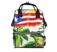 Sac à langer avec imprimé libellule violette - Sac à dos à langer pour maman et papa - Sac à dos imperméable multifonction, Puerto Rico Drapeau grenouille palmiers, One Size, Sac à dos tyrolien