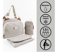 Sac à langer Baby On Board - Titou Greige avec Tapis à Langer Inclus et Style Moderne