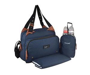 Sac à langer Baby On Board - Titou Moonlight (Marin/Cognac) avec Tapis à Langer Inclus et Compartiments Multiples
