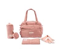doomoo Sac à langer Bebe Fluffy - Grande Contenance de 24L - Rangements Modulables - Pochette Amovible - 8 Accessoires Bébé Inclus Dont Matelas à Langer, Housse Isotherme et Attaches Poussettes, Rose