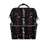 Sac à langer BkeOY Japon Lucky Cat Aquarelle Sac à langer multifonction pour maman, papa Unisexe