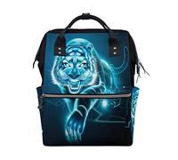 Sac à langer BKEOY - Sac à langer - Bleu - Motif tigre - Multifonction - Pour maman, maman, papa