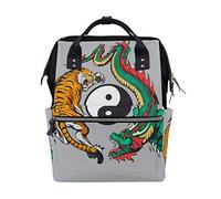 Sac à langer BKEOY Yin Yang Dragon Tigre Sac à langer multifonction pour maman, papa, unisexe