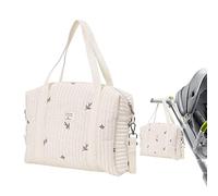 Sac À Langer Brodé pour Bébé - Fourre-Tout À Couches Grande Capacité en Coton - Élégant Sac Maternité pour Voyage avec 2 Crochets Poussette