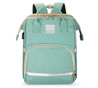 Sac à Langer de Grande capacité pour bébé Sac à Dos Multifonctionnel 15 Poches Section Scientifique Sac en Papier Indépendant en Tissu Imperméable, pour le Changement de Couche et (Vert)
