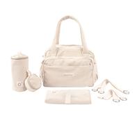 Doomoo Sac à langer Bébé Fluffy Corduroy 24L - Nombreuses poches, 8 accessoires inclus - Beige