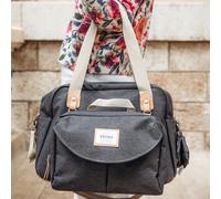 Béaba Sac à langer Genève II, modulable, grande contenance, rangements multiples, gris chiné foncé